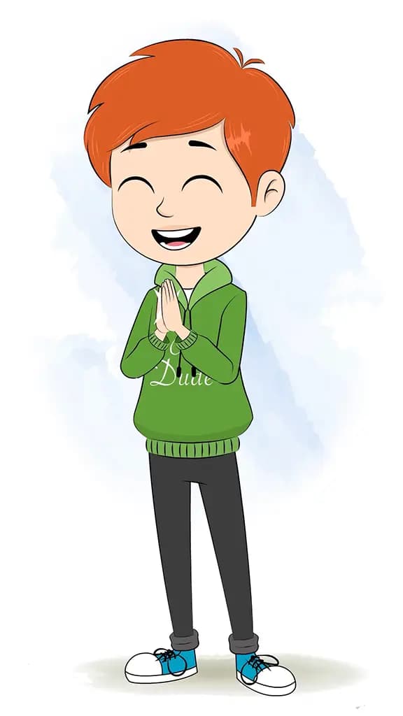 A smart boy clapping animated cartoon character aka adit
