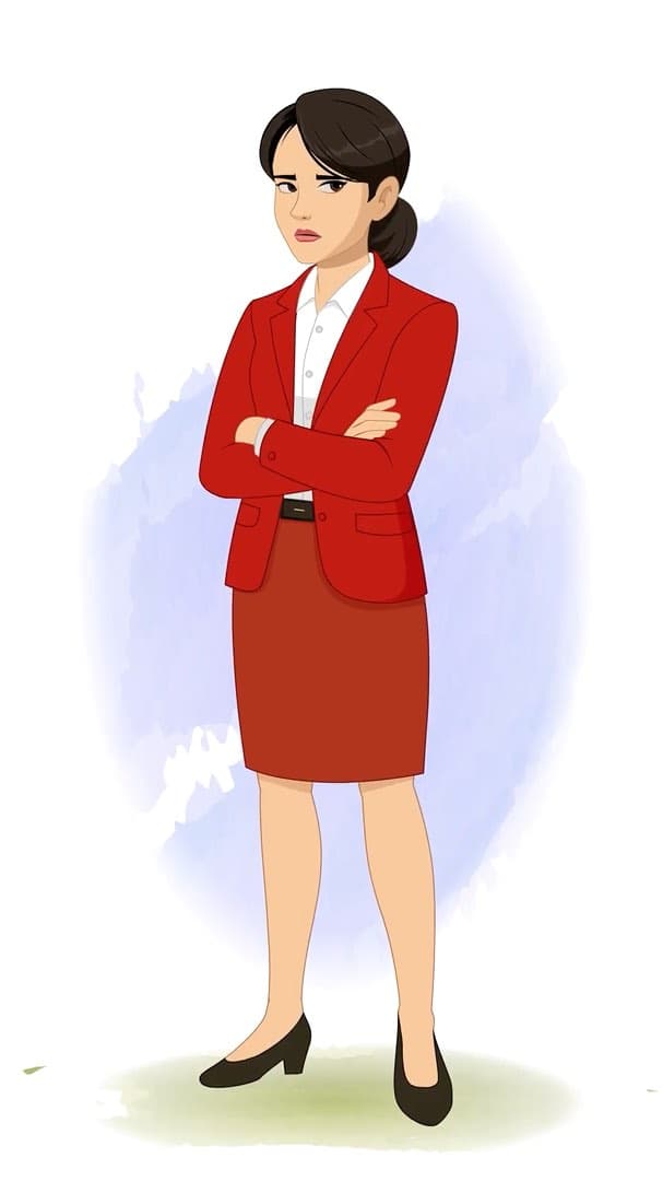 an annoyed young lady in red dress animated cartoon character vector AKA Peggy