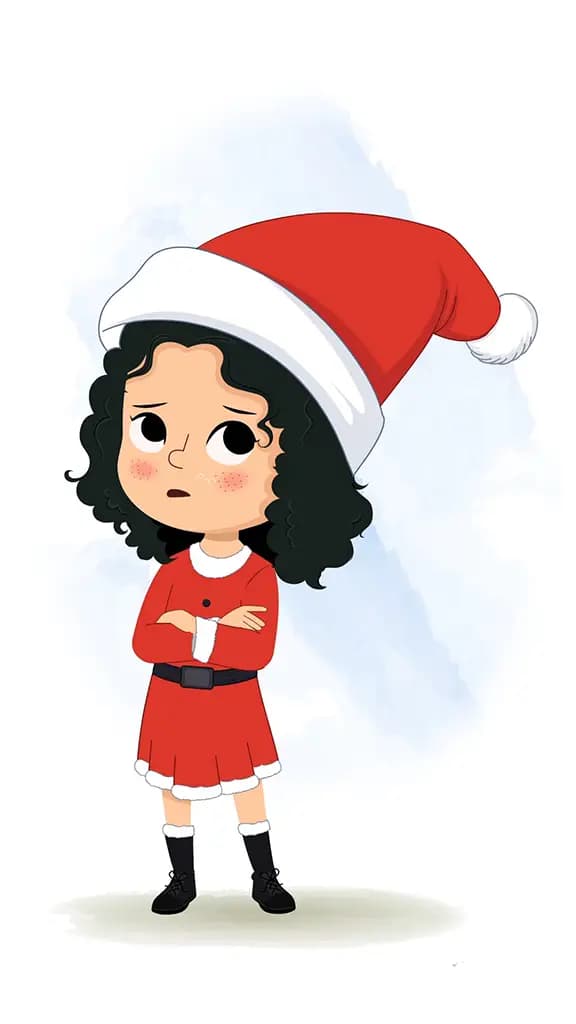 An annoyed christmas girl animated cartoon character aka tina 3/4