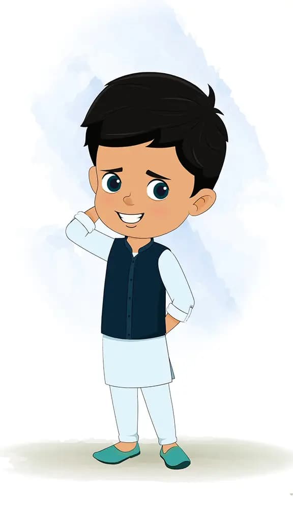 A confused Indian boy animated cartoon character aka rohan 3/4