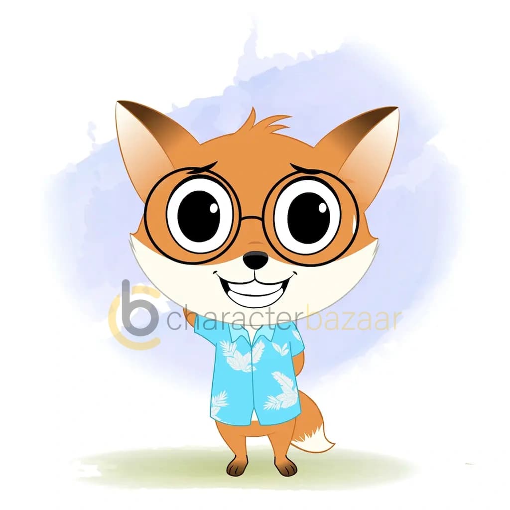 A cute little nervous fox animated cartoon character aka blaze the fox