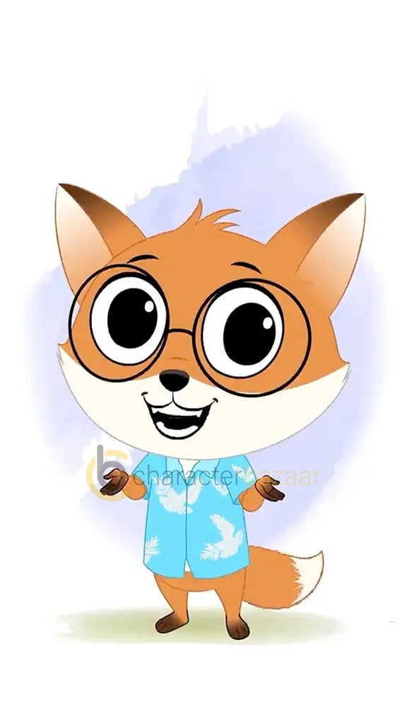 A cute little fox talking animated cartoon character aka blaze the fox cub 3/4