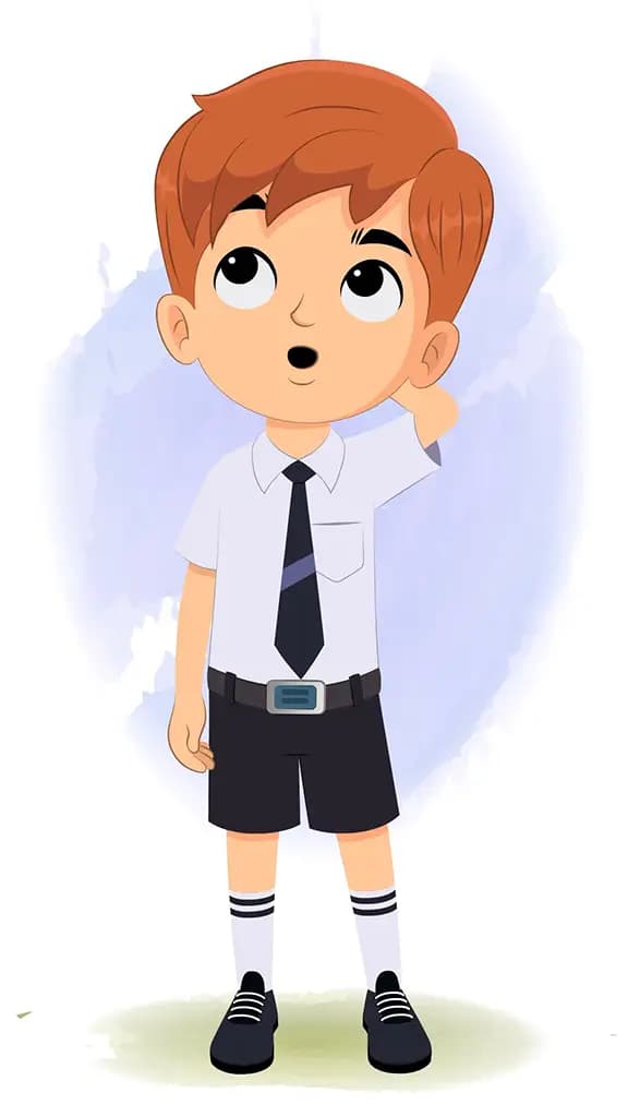 A little confused boy animated cartoon character aka roman 3/4