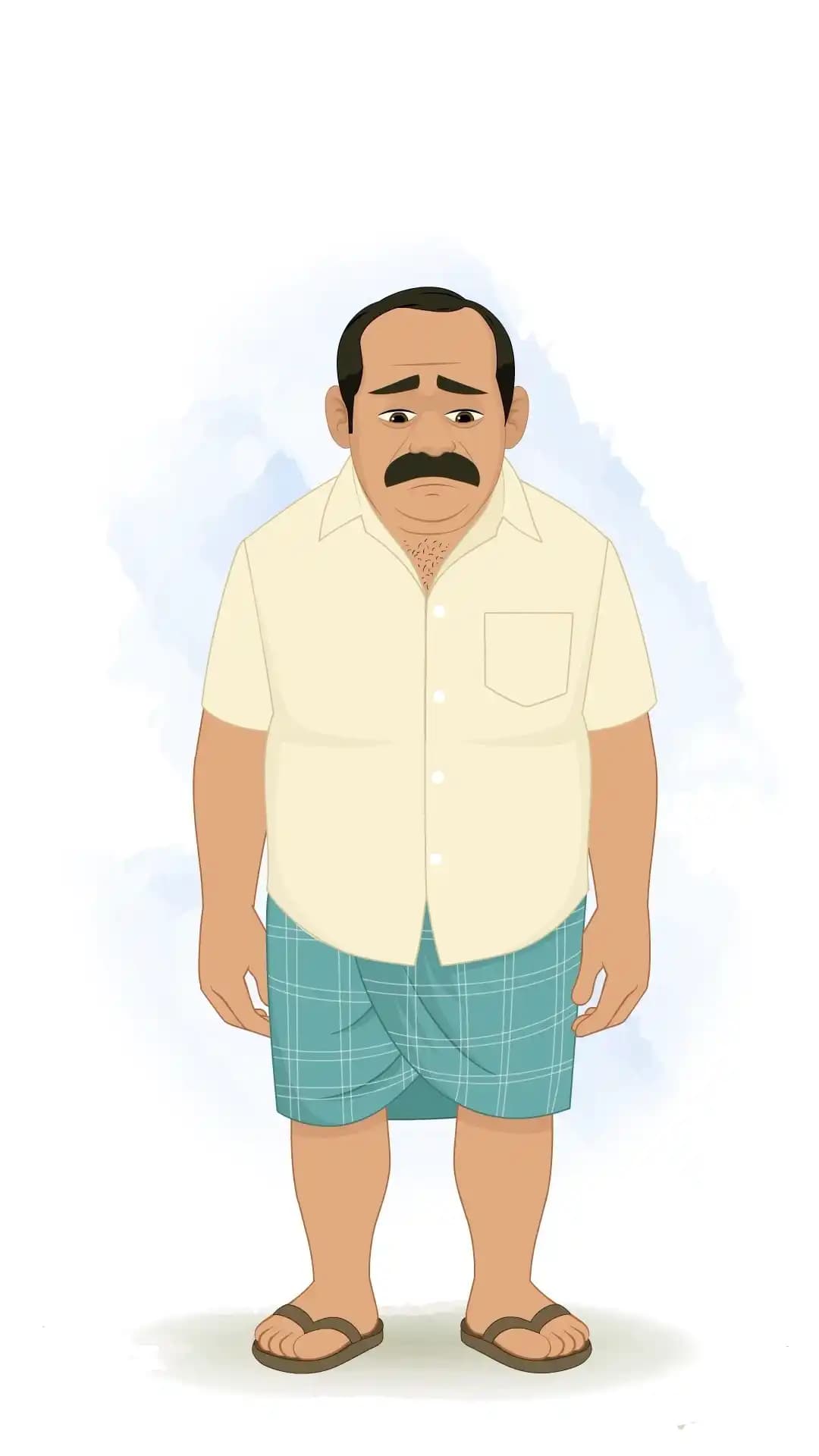 An Indian Man Sad Animated Vector Cartoon Character AKA Himmat singh