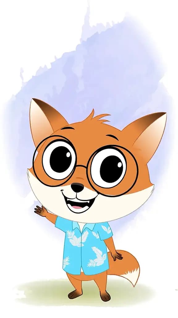 A cute little fox saying hello animated cartoon character aka blaze the fox cub