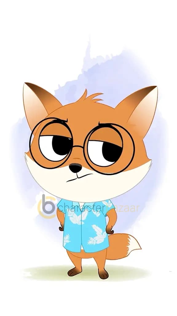 An annoyed cute little fox animated cartoon character aka blaze the fox cub 3/4