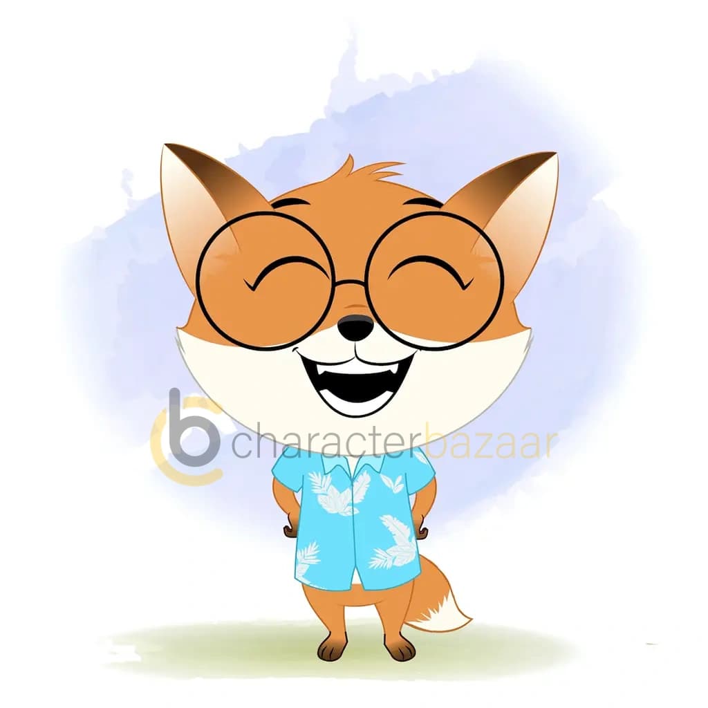 A cute little fox laughing animated cartoon character aka blaze the fox