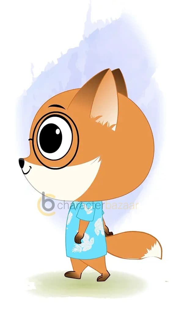 A cute little fox walking side view animated cartoon character aka blaze the fox