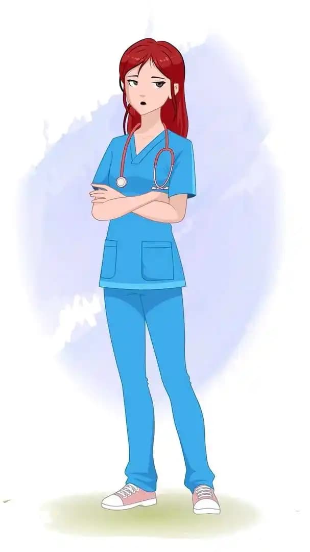 A female doctor animated annoyed pose vector cartoon character AKA Akira