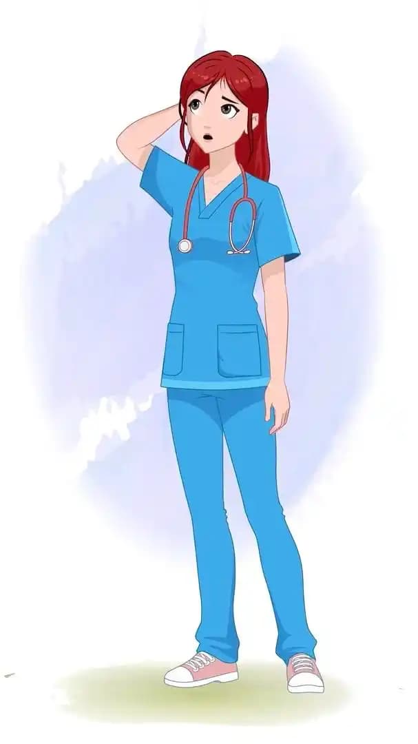 A confused female doctor animated vector cartoon character AKA Akira