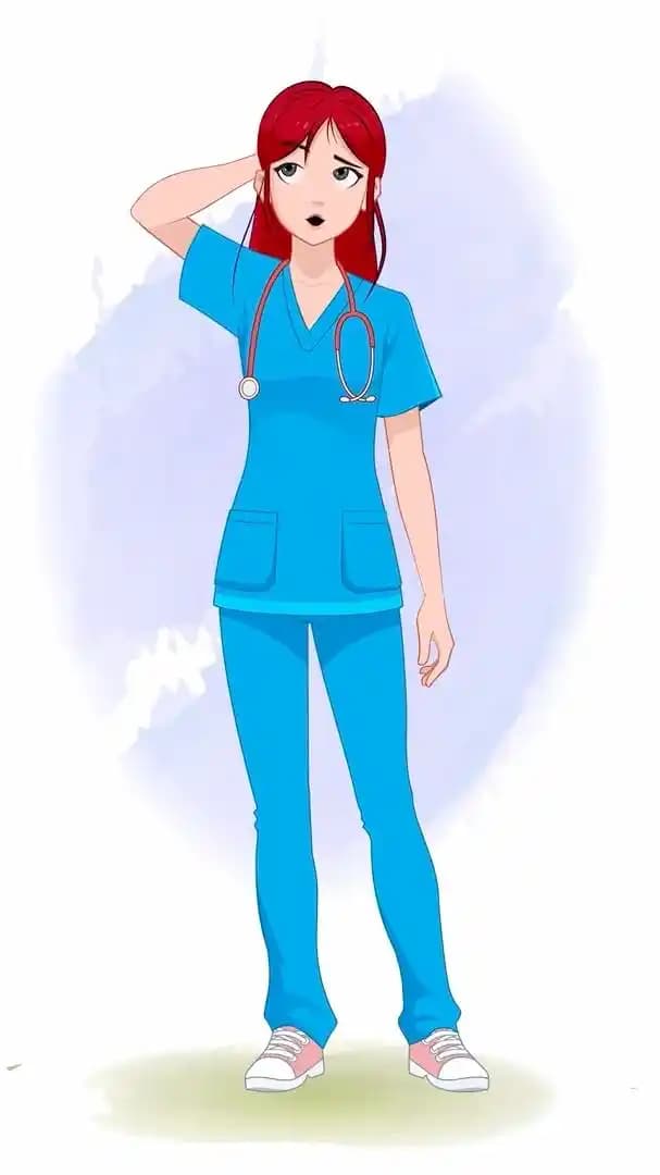 A female doctor animated confused pose vector cartoon character AKA Akira